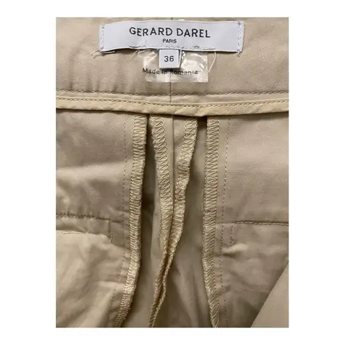 Gerard Darel Chino Pants 4 Khaki Straight Leg Cotton High Waist Chic Office Work