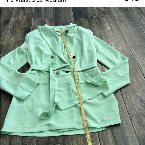 Mint Green Blazer Jacket Womens Mint Coat Double Breasted Button Blazer