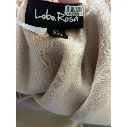 Lobo Rosa Tan Linen Long Maxi Off Shoulder Mimi Dress Size XS