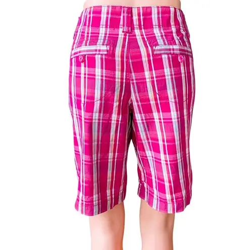 Route 66 NWT ~ Bright Pink Plaid Cotton Casual Pockets Shorts ~ Women's Size 7/8