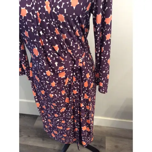 Donna Morgan Size 10 Wrap Dress Faux Geo Print Stretch