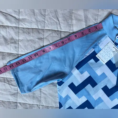NWT Sport Haley Blue Geometric Tempo Short Sleeve Mock Women’s Golf Top