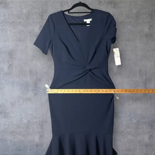 London Times NEW Petites Sheath Dress Womens 6P Blue Knot Front Career Cocktail