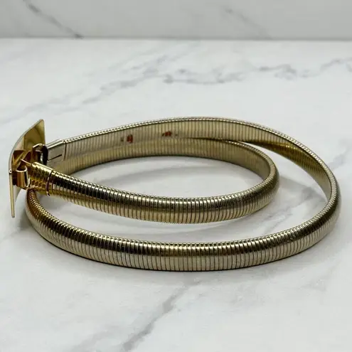 The Bar Vintage Gold Tone Buckle Coil Stretch Cinch Belt Size XS Small S Made in USA