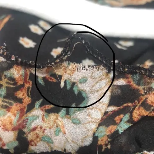 Aakaa Size S Floral Tassel Tie Neck Mini Babydoll Boho Dress