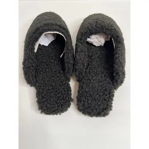 Alfani  Deep Black Shearling Slide Boxed Slipper Sz L (9-10)