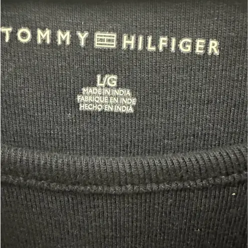 Tommy Hilfiger  Navy Blue Short Sleeve Knit Tee Tshirt Embroidered Logo Women’s L