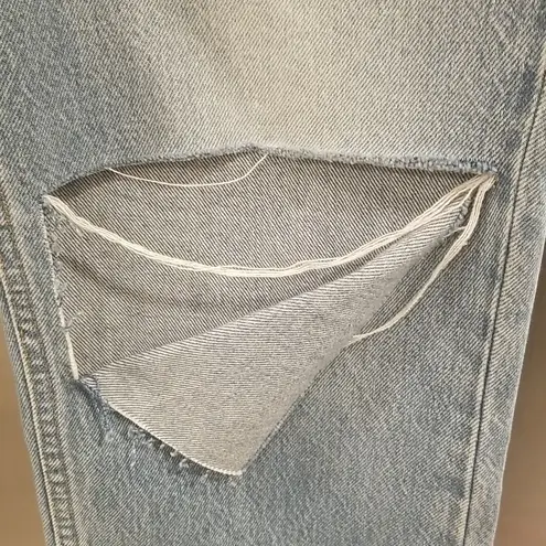 RE/DONE ππ 70's Straight Leg Jeans ~ Daring Indigo With Rip High Waist 31 NWOT