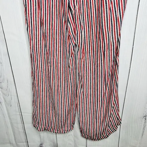 Indigo Rein  Nautical Linen Blend Striped Pants Sz M Red White Blue Rope Belt