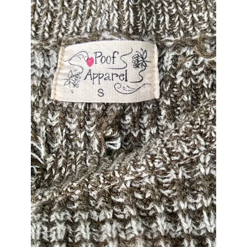Poof Apparel Gray Grey Green White Ivory Tie Dyed Destroyed Frayed Sweater Women's S Small