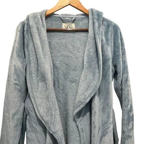 UGG Women's Hooded Short Robe Blue Green Small Pockets Comfort Warm Mom
