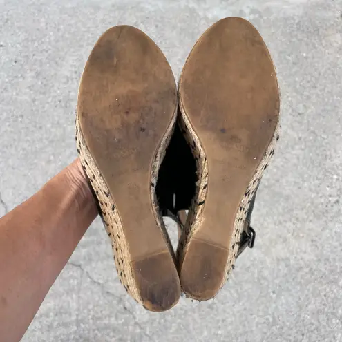 Valentino Garavani Valentino patent leather chevron espadrille slingback wedge sandal IT 38 US 8