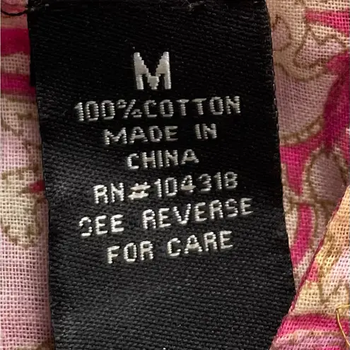 Allison Brittney floral pink beige Barbiecore high waist cotton dress, size M