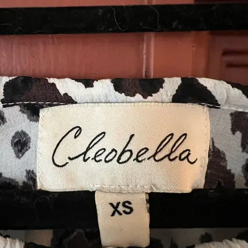 Cleobella  SZ XS Jordan Animal Print Peasant Blouse Balloon Sleeve Boho Flowy