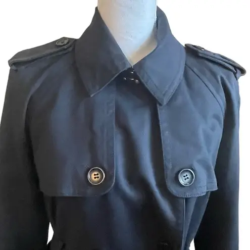 Club Monaco  Women Belted Trench Coat L Navy Classic Trendy Minimal Chic Capsule‎