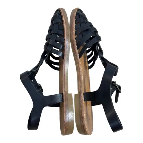 Soludos Black Leather Woven Fisherman Sandals Women’s Size 6 New with Box