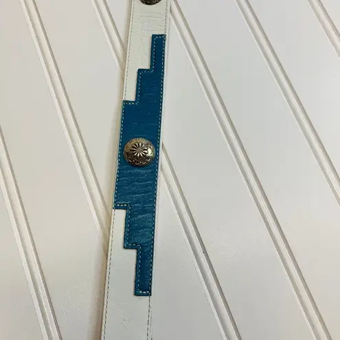 Justin Leather Belt White Blue Red Silver Cabochons Sz 26