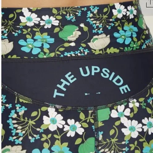 THE UPSIDE Floral Print Compression Leggings Green Blue Size 8