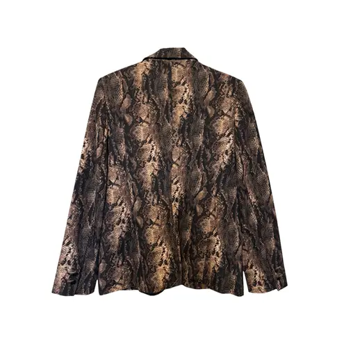 Elie Tahari Rare Snakeskin Print Blazer Size 10 Brown Lined Jacket Retail $298