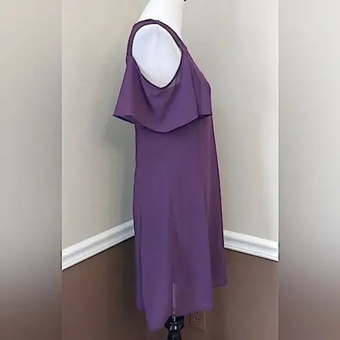 Doe & Rae ModCloth Eggplant Purple Short Lace Neck Cold Shoulder Dress NEW Sz M