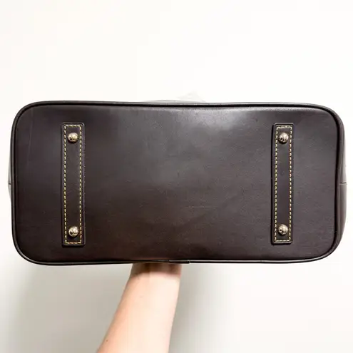 Dooney & Bourke Dooney Bourke Black Brown Leather Croc Embossed Lobster Clasp Hobo Makeup Bag