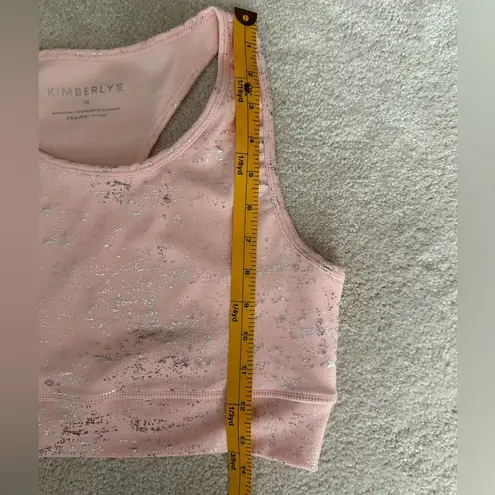 Kimberly Silver Shimmery Light Pink Bra and Leggings Yoga Set Size Medium