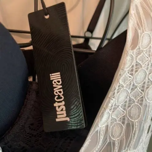 Just Cavalli by Roberto Cavalli Dress White Lace Gown Pleated Flounce size 6