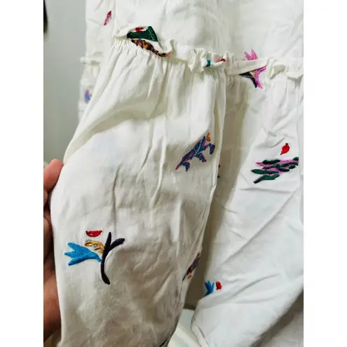 PRABAL GURUNG X RTR White Cotton Floral Embroidered Sleeveless Midi Dress 10