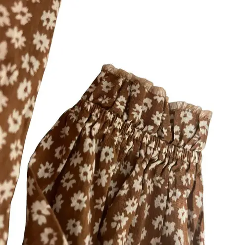 Rylee + Cru Janie Ditsy Floral Print Brown Long Sleeve Dress Size Small