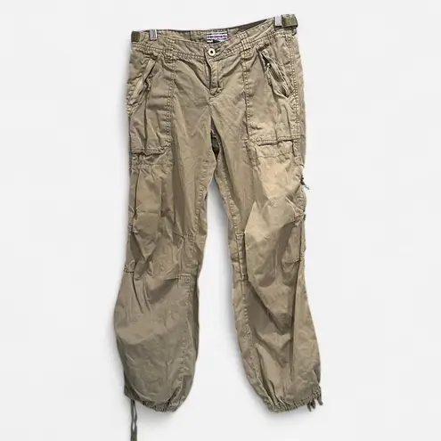 Polo Jeans Co Y2K Low Rise Baggy Cargo Pants Size 4 Grunge Boho 100% Cotton Brown