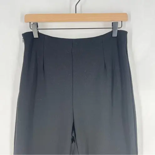 Wdirara Stretch Crepe Black Flared Cutout Hem Women's Side Zip Pants NWT Size M Size M