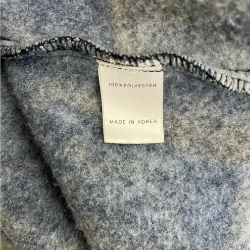 DAMEE Women Blue Patchwork Textured Fleece Coat Small Modern Artsy Button A