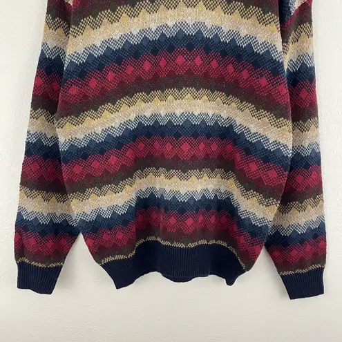 Blake & Manley Vintage 90s Coogi Vibes Red Multicolor Stripe Grandpa Oversized Chunky Sweater