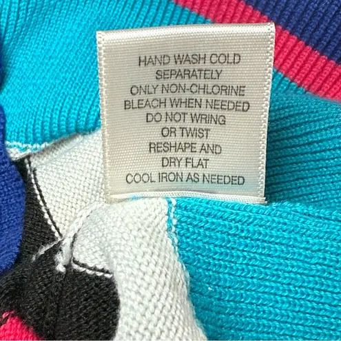 Jillian Nicole Stripe Colorful 3/4 Sleeve Cardigan Sweater LG Rainbow Runs Small