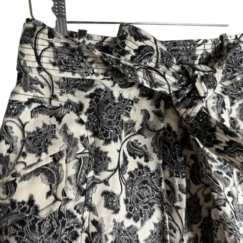 Zimmermann Zimmerman Linen Black White Floral Print Tie Waist A-Line Mini Skirt Size 4