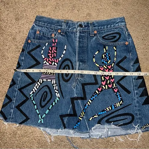 Vintage Levi’s 1993 M. Stewart “The Dance” Artwork Reworked Made in USA Skirt Blue Size 4