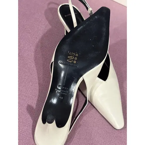 BLACK SUEDE STUDIO Lou 50 Slingback in Swan Leather Ivory 40 With Box Womens Tan Size 9