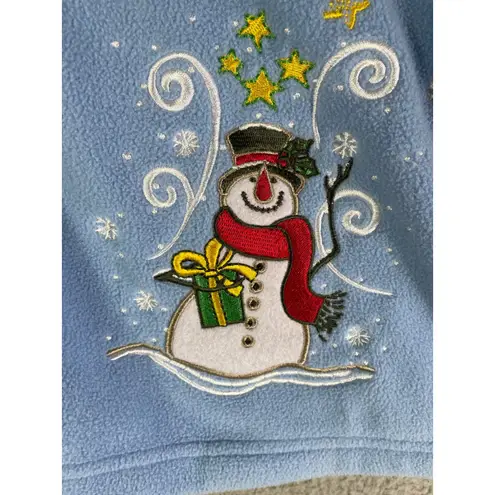 Coral Bay Coral Bay Fleece Jacket Women's L Snowman Winter Holiday Blue Vintage