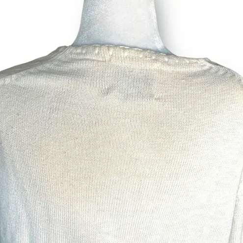 Vintage 1996 Michael Simon Heart Sweater Pink Red Button Crewneck Cardigan White Size M