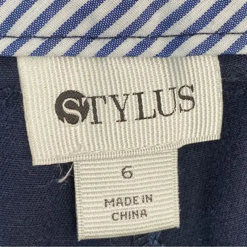 Stylus Mid Rise Twill Chino Shorts Navy Blue 6 Blue