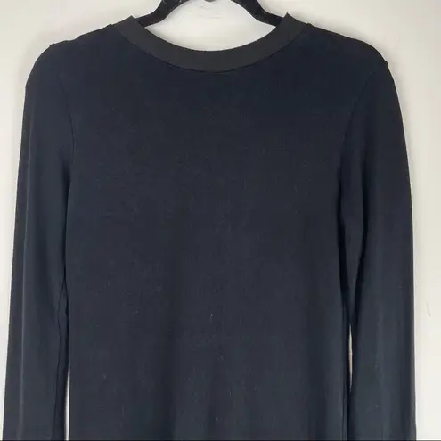 Ermanna Designer Knit Long Sleeve Dress Mother of Pearl Button Back Sz Small Black