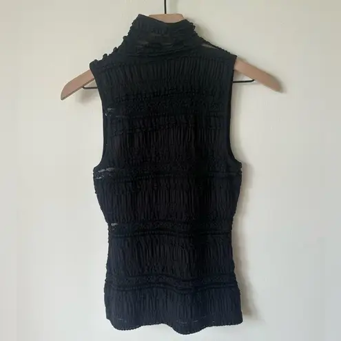 Cinq à Sept CINQ A SEPT Antonia Sleeveless Turtleneck Lace Top, Black XS