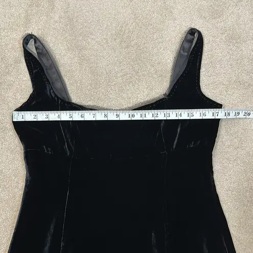 T Tahari Black Crushed Velvet Rayon Silk Sleeveless Dress Women Size Medium