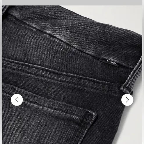 MOTHER HIGH WAISTED LOOKER ANKLE FRAY IN NIGHT HAWK FADED ACID WASHED LOOK Black Size 24