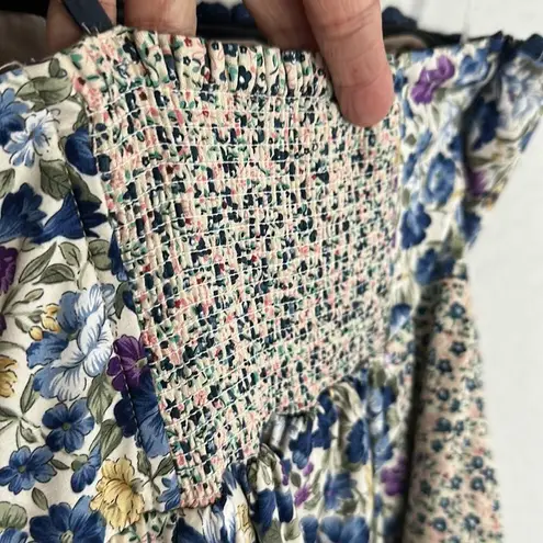 Humming Floral Vine Strap Dress Fairy Cottage Milkmaid Feminine Fae Earthy Blue Size M