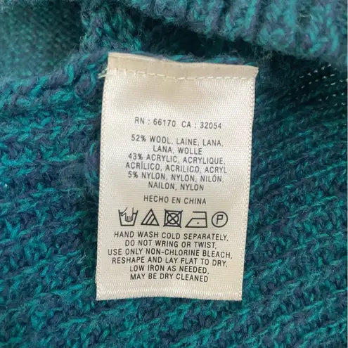 Anthropologie Far Away From Close Fisherman Wool Blend Cable Knit Cardigan Blue Size M