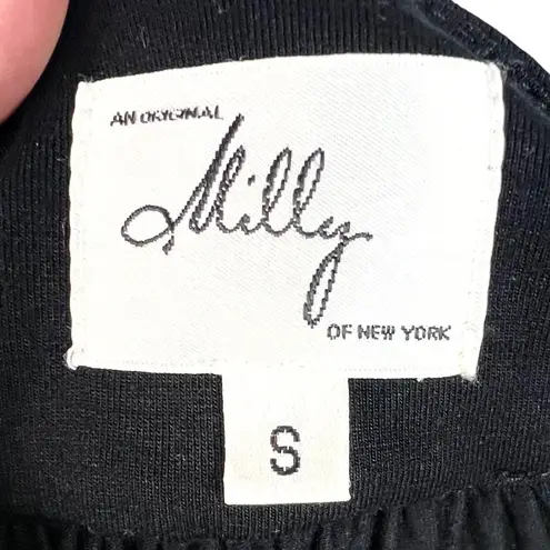 Milly Beaded Black Santana Knit Dress S Tie Belt Elegant Day To Night LBD Luxury