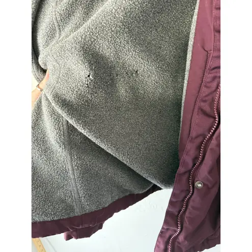 LL Bean Jacket Womens Small Burgundy Maroon Full Zip Fleece Lined Winter Coat Purple