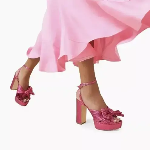 Loeffler Randall Natalia Bow Platform Sandals Heels Fuscia Pink Size 6