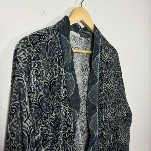 Soft Surroundings Women’s Aurora Velvet Burnout Kimono Cardigan Blue Multi 1X